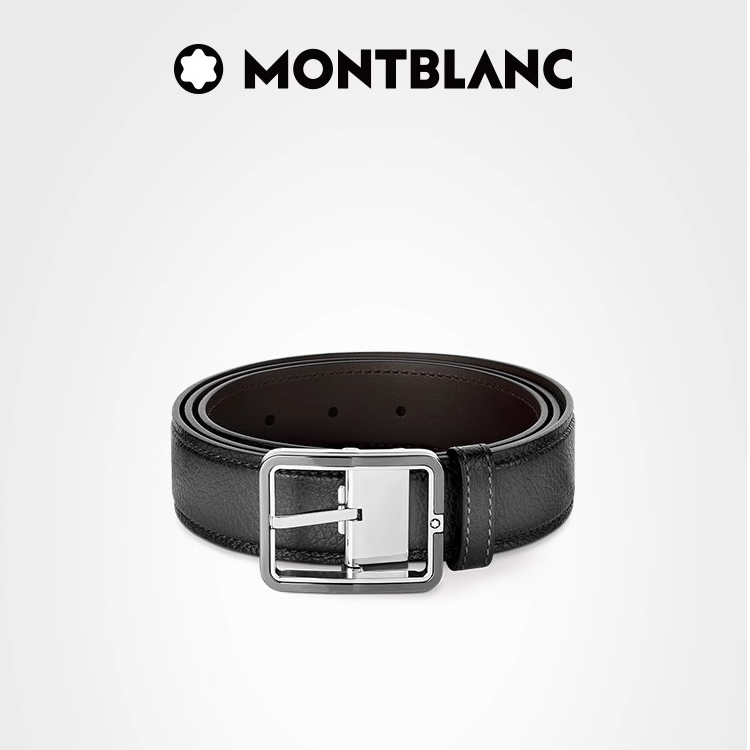 Montblanc/万宝龙男士矩形带扣灰色腰带35mm 131191
