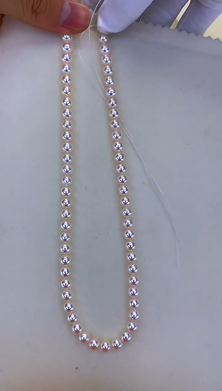 银S925镶嵌DA海水珍珠 GD220 6-7 akoya串链
