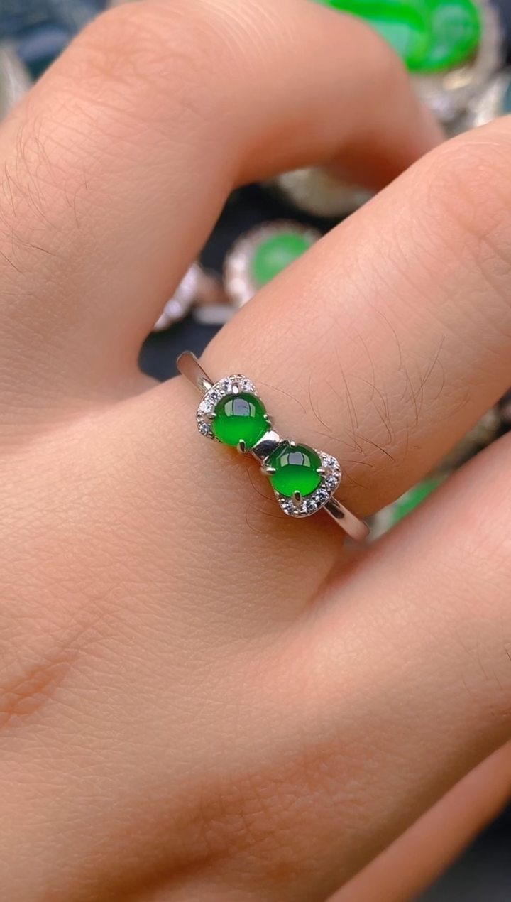 【闪购商品】翡翠戒指银S925镶嵌天然A货翡翠1
