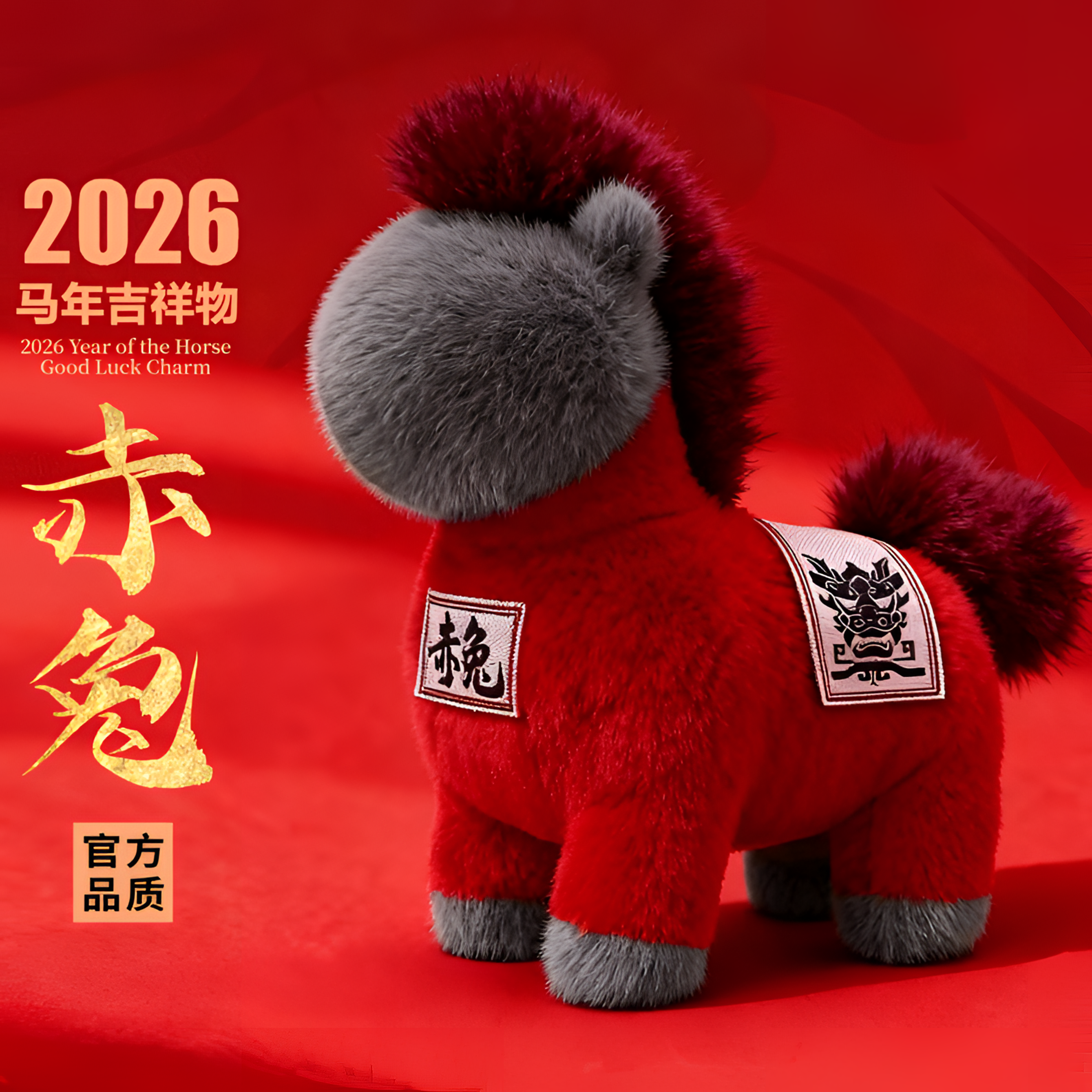 【赤兔马】2026马年吉祥物公仔生肖马毛绒玩具马年礼物玩偶年会礼品