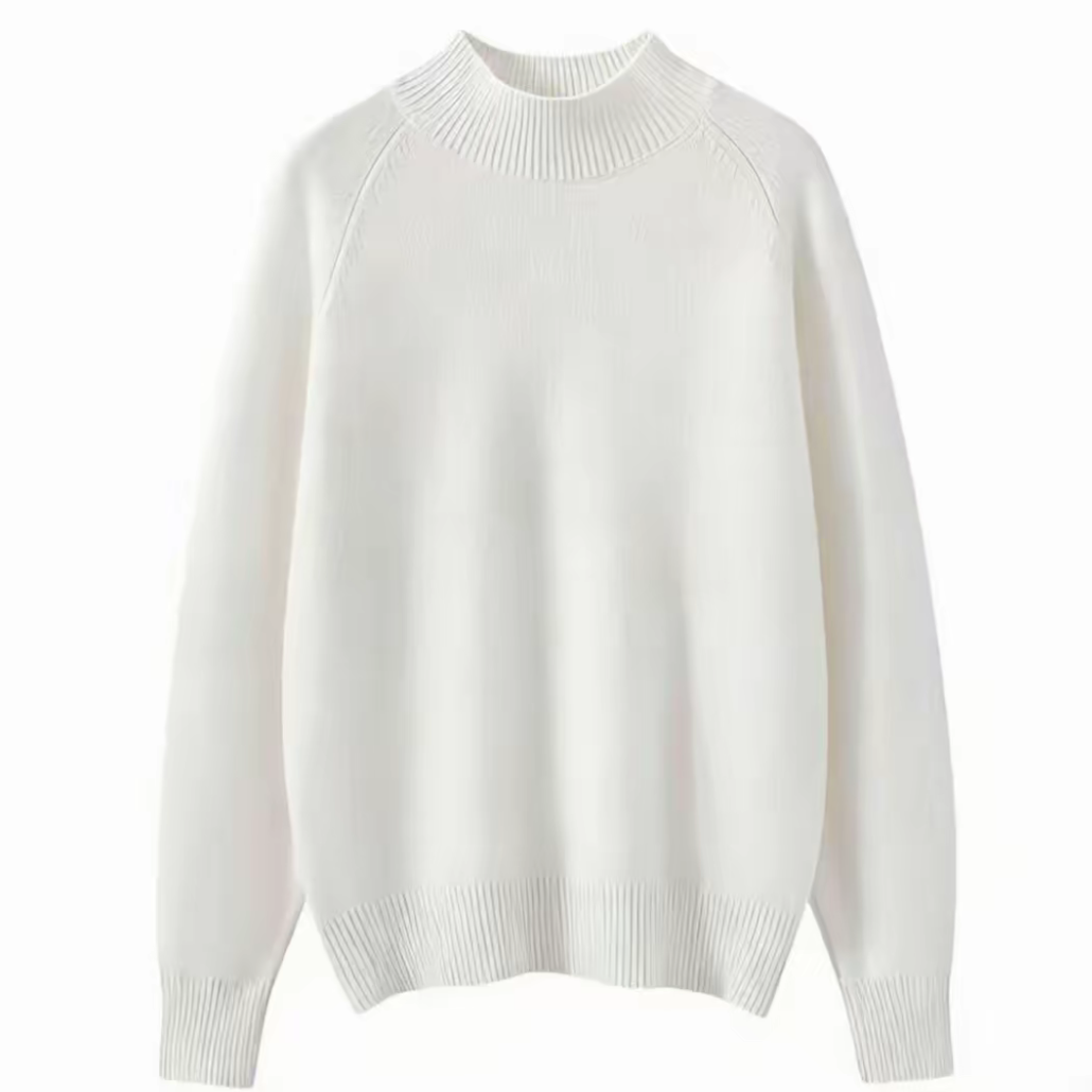 [罕山白绒]女款100%纯山羊绒衫300g轻奢半高7针加厚休闲QHAYR-810