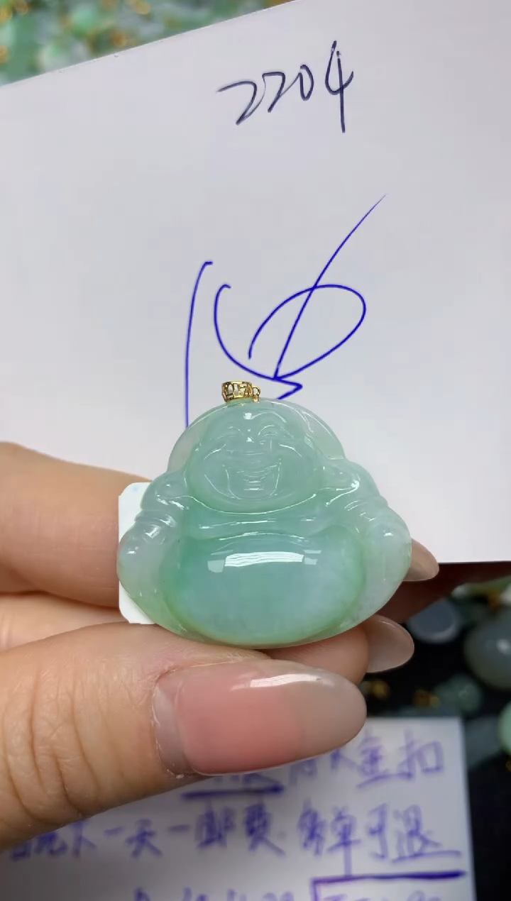 【闪购商品】翡翠挂件18K金镶嵌 天然翡翠A货