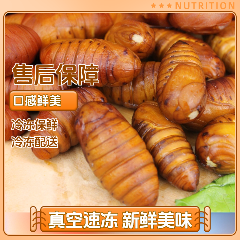 大蚕蛹新鲜冷冻东北特产蝉蛹大黄柞蚕蛹真空速冻非即食油炸（红姐)