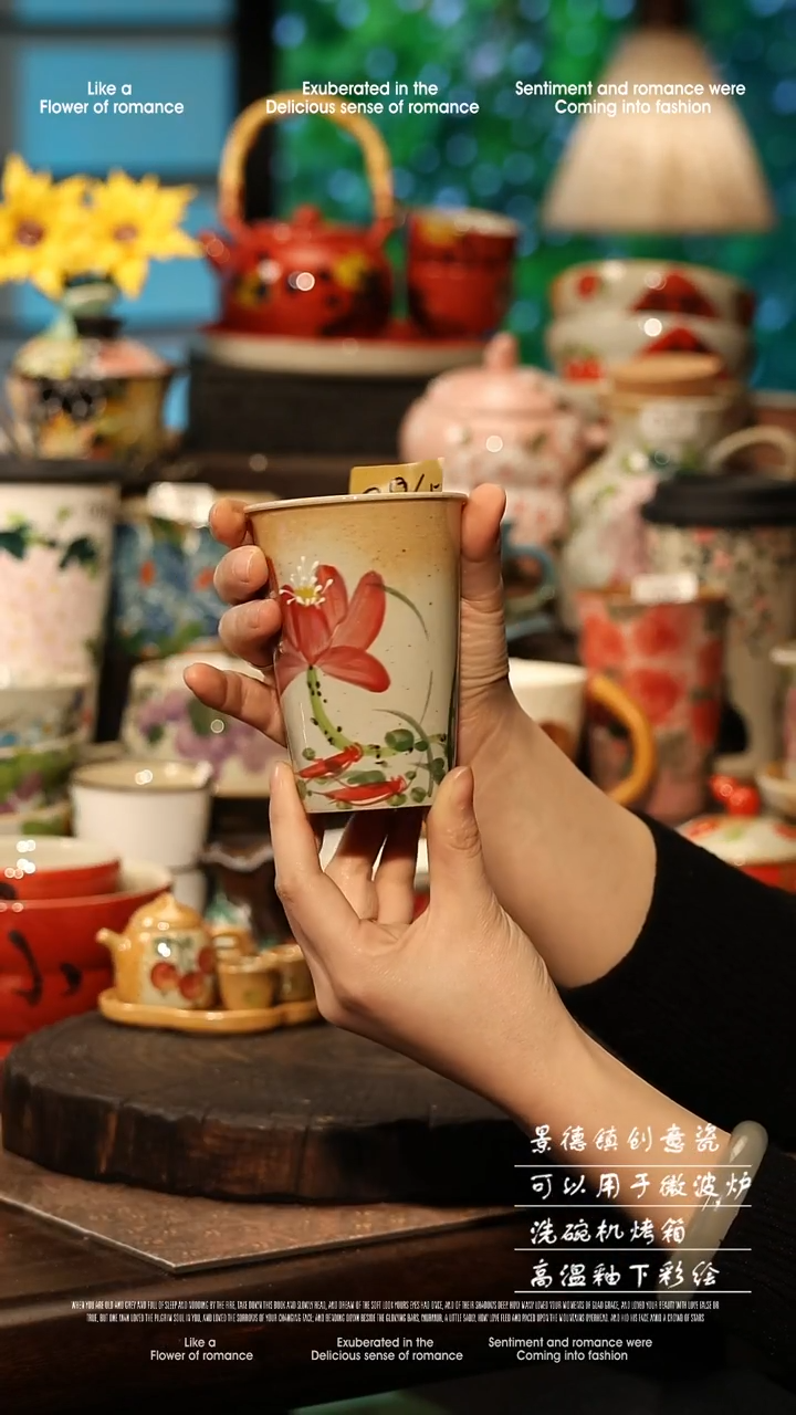 陶瓷景德镇高温釉下彩手工手绘款式