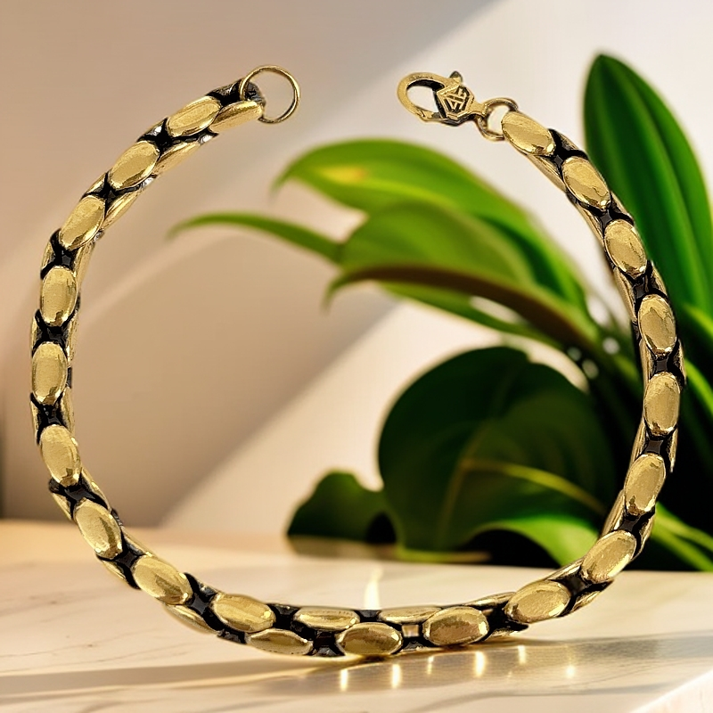 水贝千玺珠宝 大麦穗 足金999手链黄金复古电黑工艺5D黑金做旧