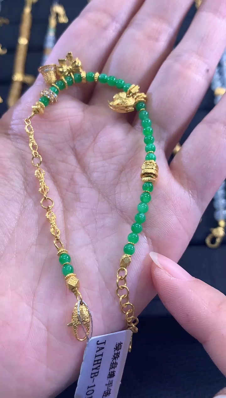 足金镶嵌手串翡翠c21      