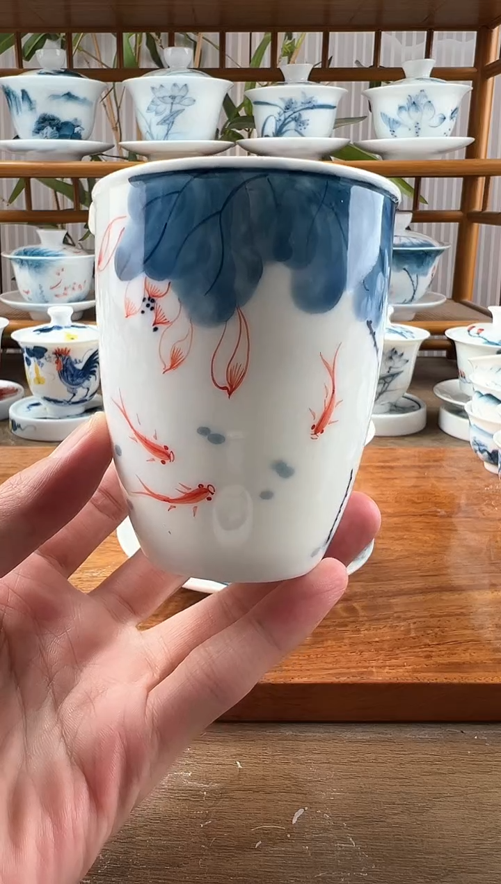 微瑕线条莲公道杯