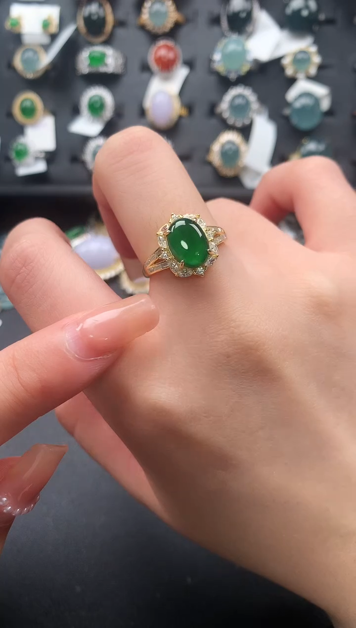 【闪购商品】翡翠戒指银S925镶嵌52141