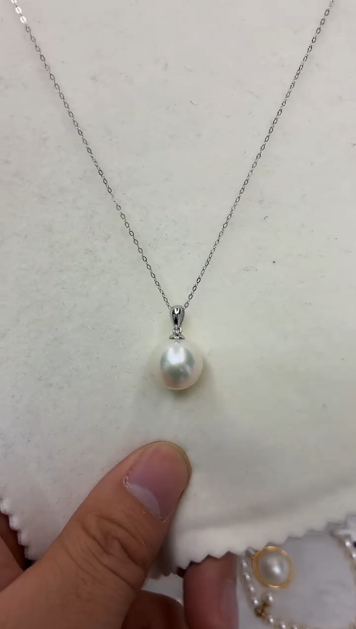 银S925镶嵌DA淡水珍珠吊坠13-14 y365