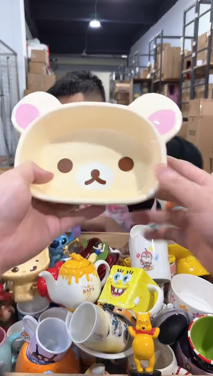 瓷片原盒熊妹深碗 瑕疵