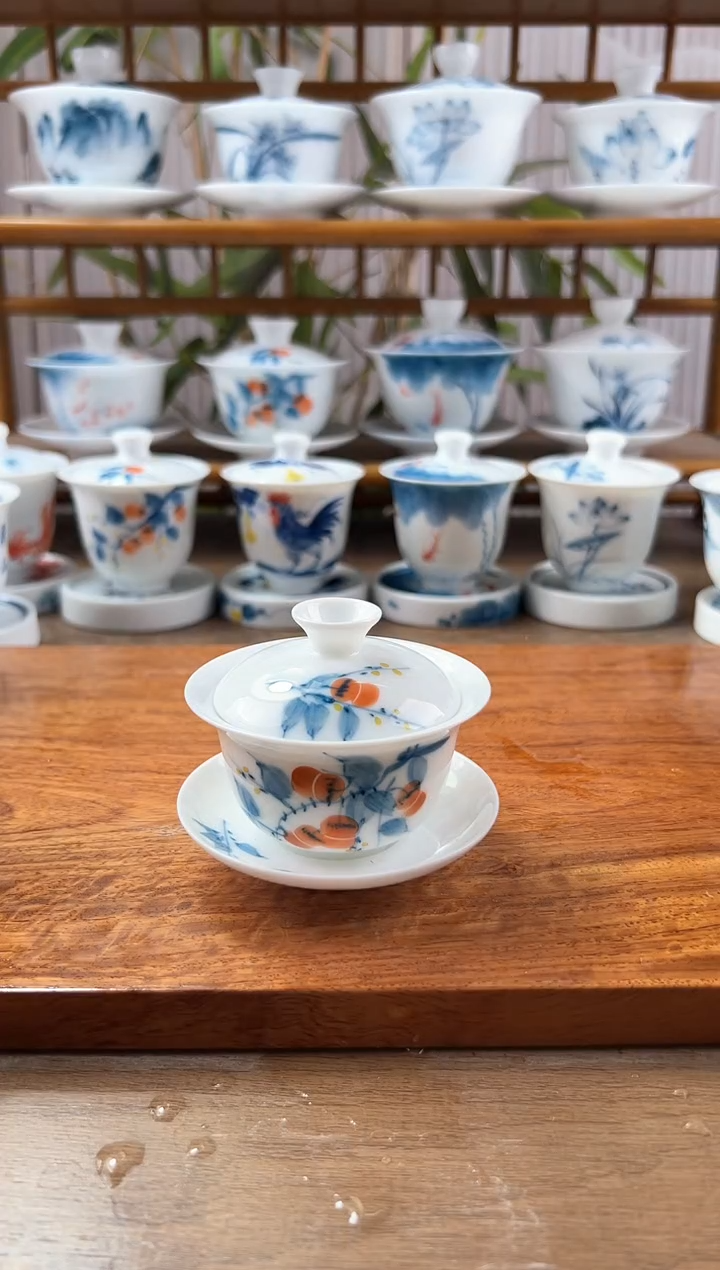 微瑕柿子80ml三才盖碗