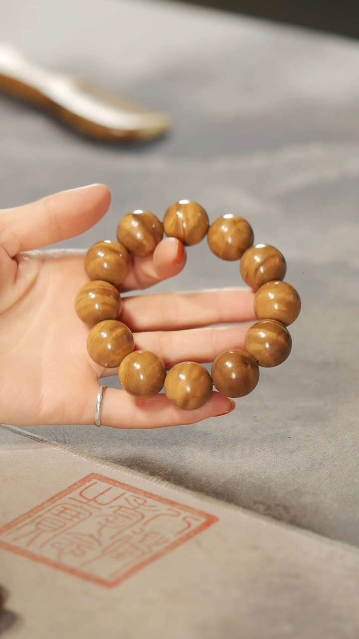 【闪购商品】金丝楠木雕水波纹20mm单圈