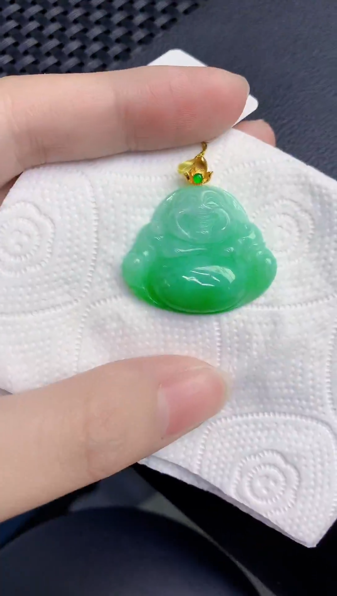 颈饰18K金镶嵌翡翠天然翡翠缅甸A货