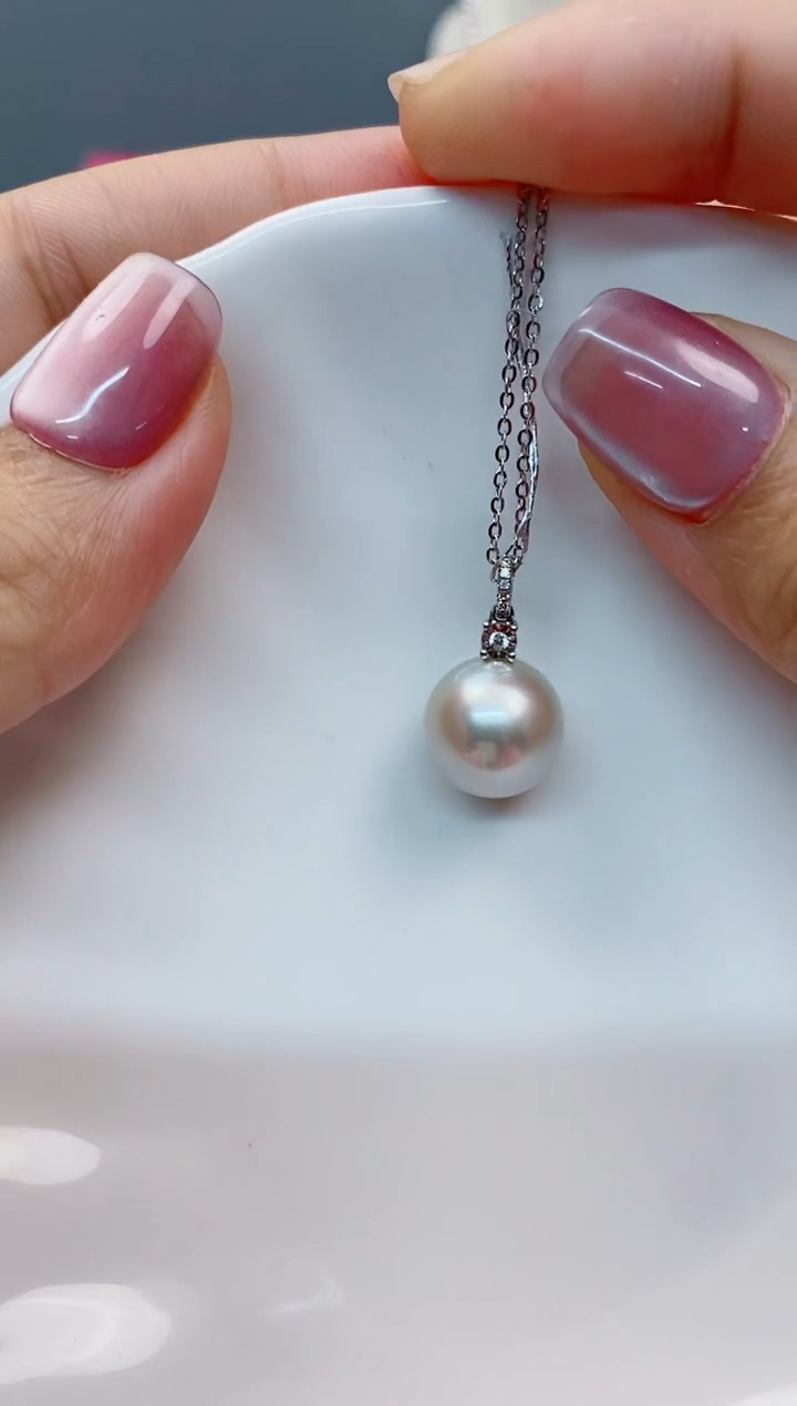 【闪购商品】海水珍珠吊坠(赠链)18K金镶嵌11-12澳白海水珍珠吊坠