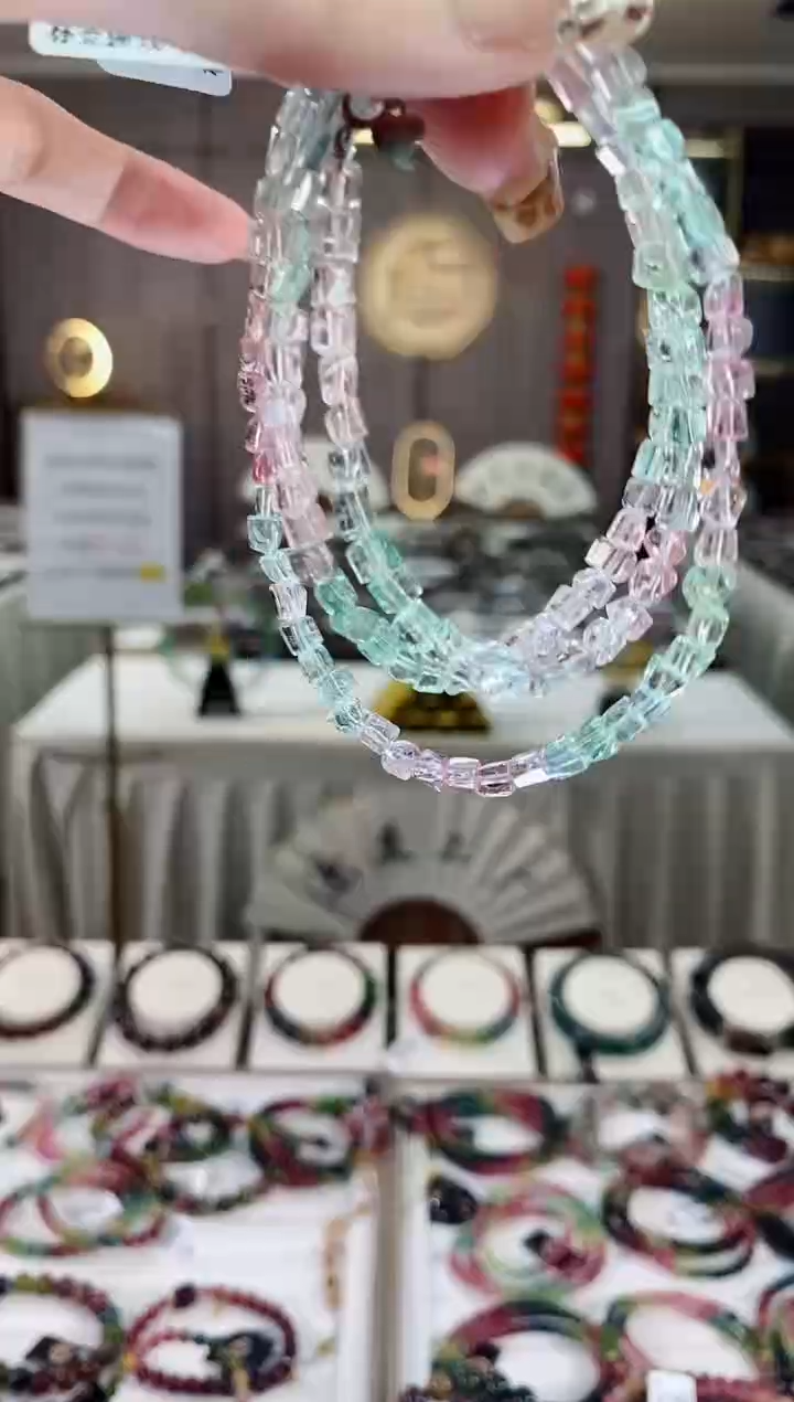 【闪购商品】原石三圈手链未镶嵌碧玺一物一证dan