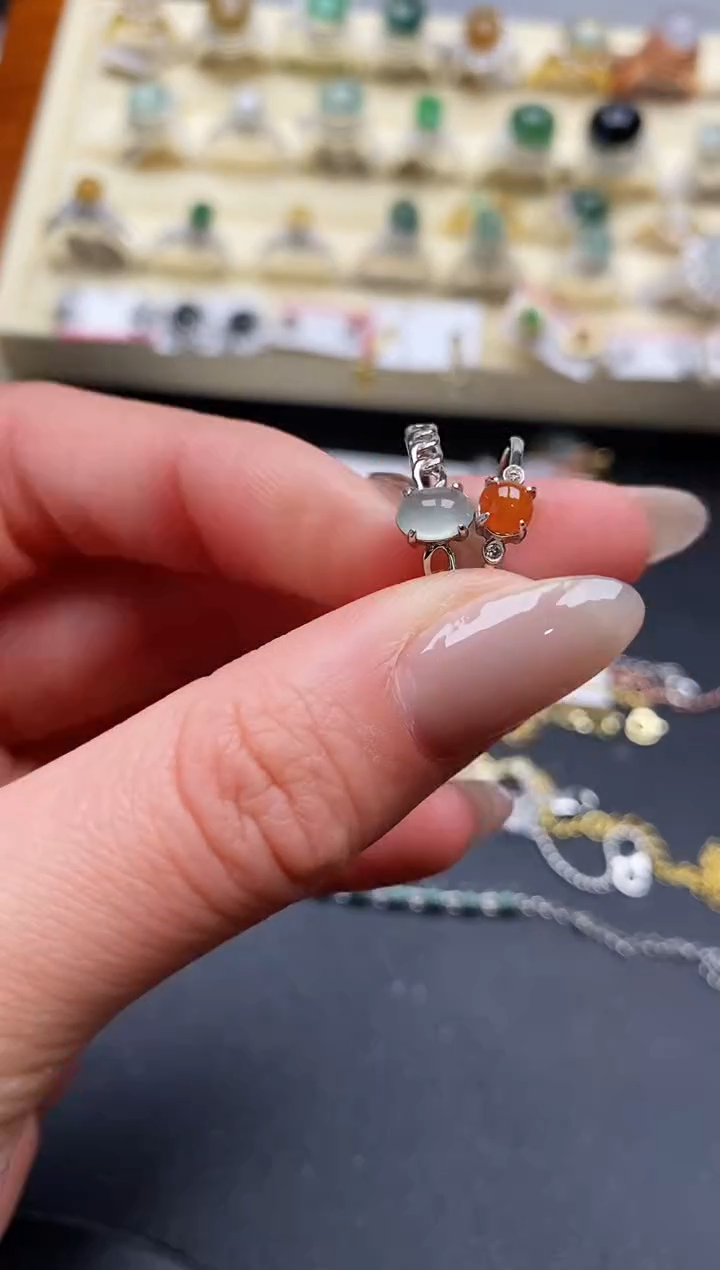 【闪购商品】翡翠戒指银S925镶嵌缅甸翡翠2  5+1