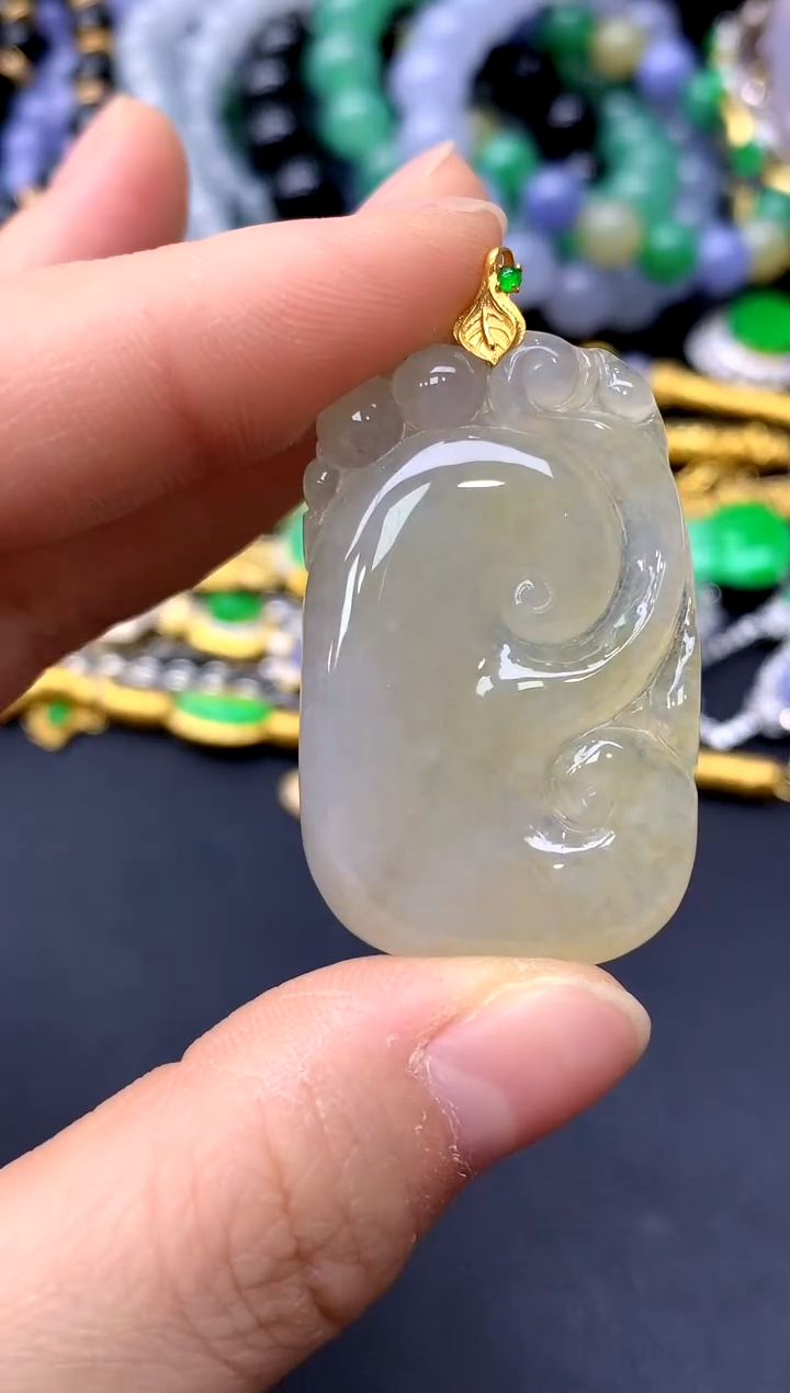颈饰18K金镶嵌翡翠105-中国好珍宝