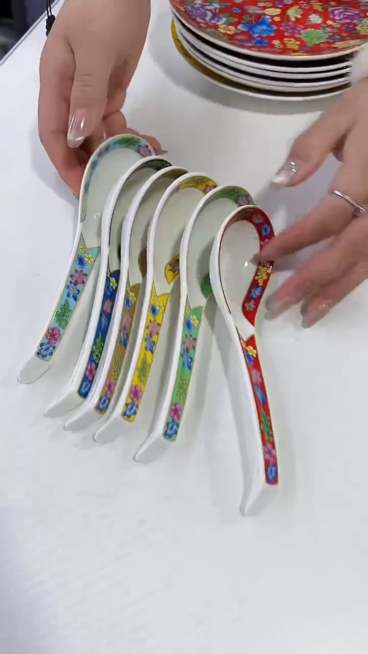 【闪购商品】瓷片景德镇天鹅勺6个混色