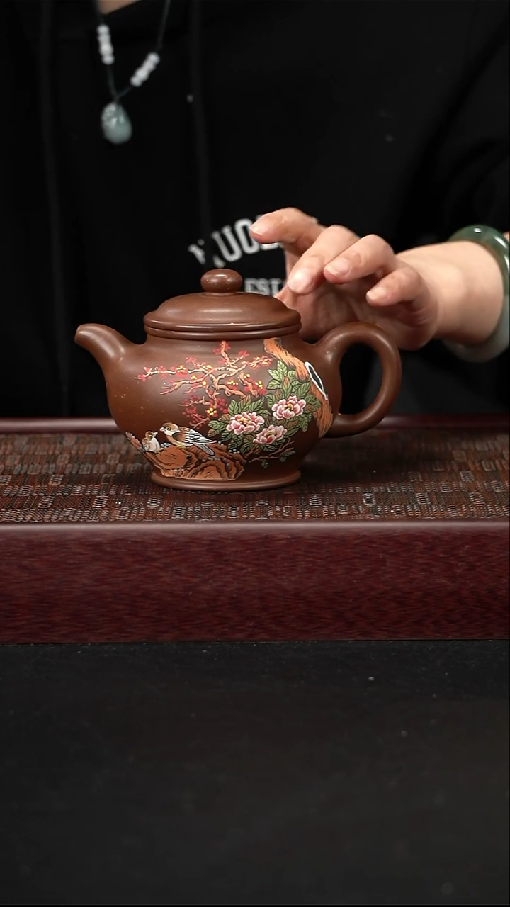 茶壶紫砂底槽青掇只泥绘