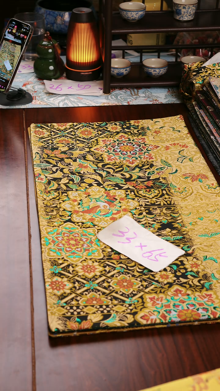 【福利西阵织璀璨宝相花双面】中国风干泡织锦茶席33*65