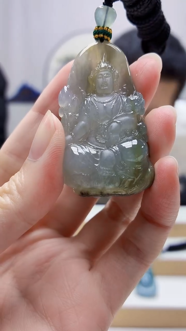 未镶嵌定制翡翠4898zm-毛货挂件157观音