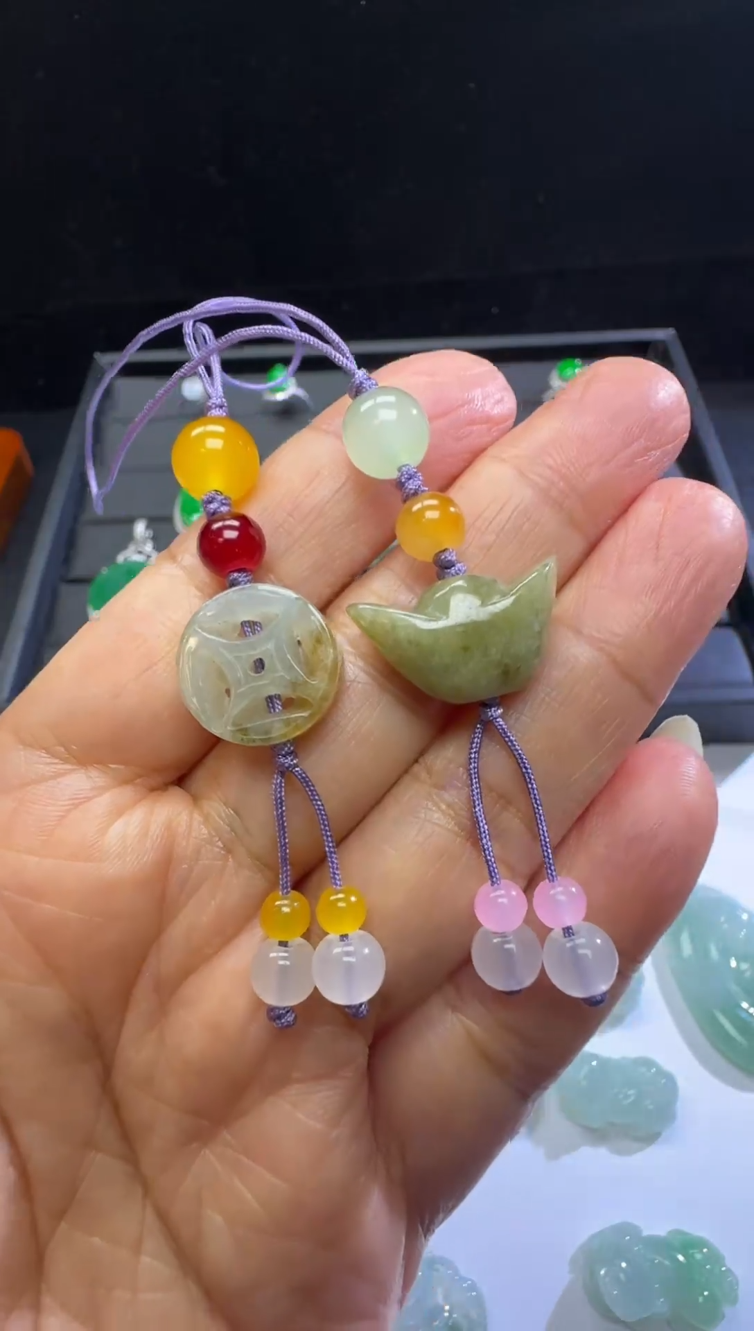 【闪购商品】翡翠吊坠(不含链)未镶嵌一对手机挂