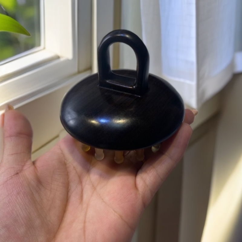 檀木28齿按摩丁丁梳，头疗家用圆形