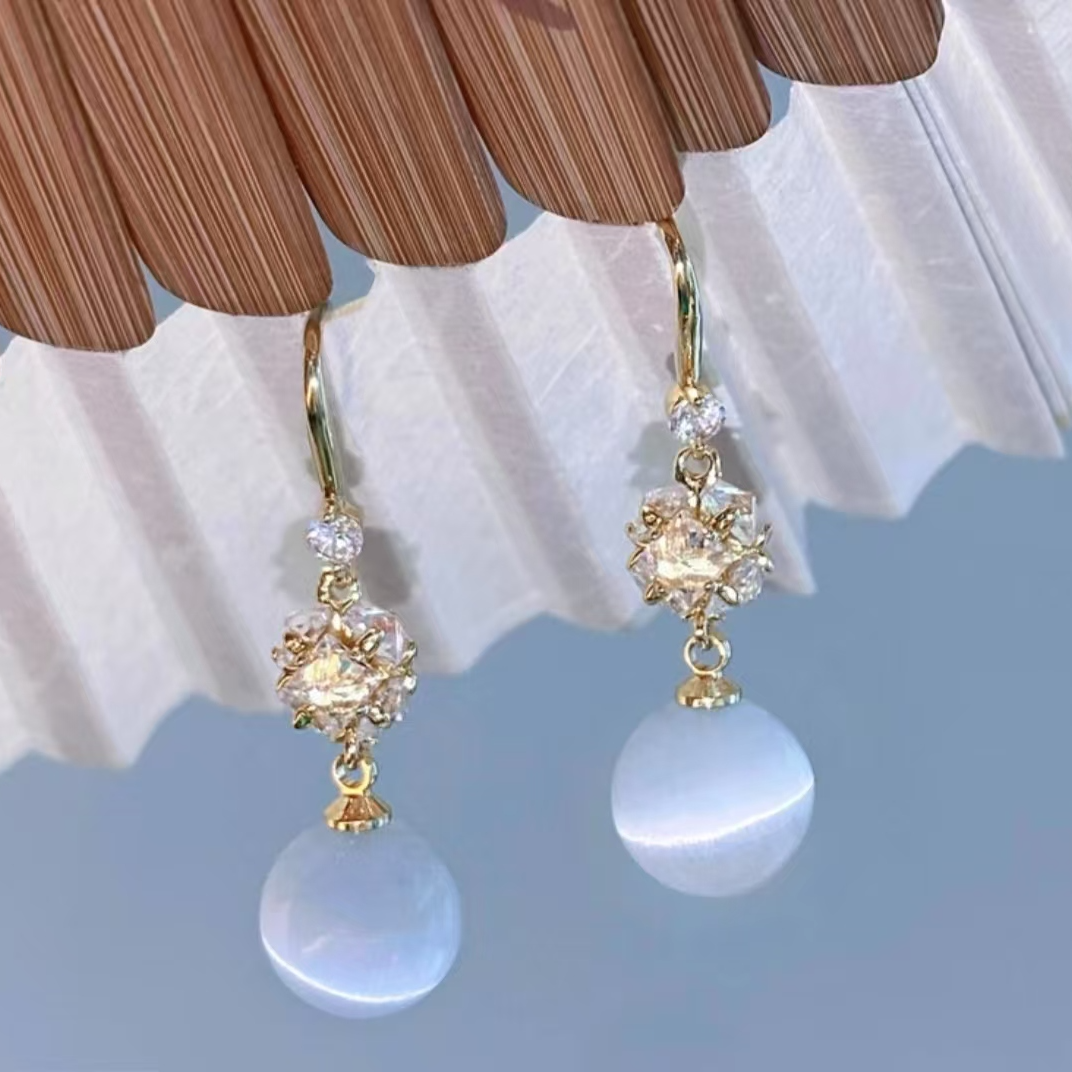 铜合金锆石耳饰 女耳钉耳饰轻奢气质小众星球款C0204