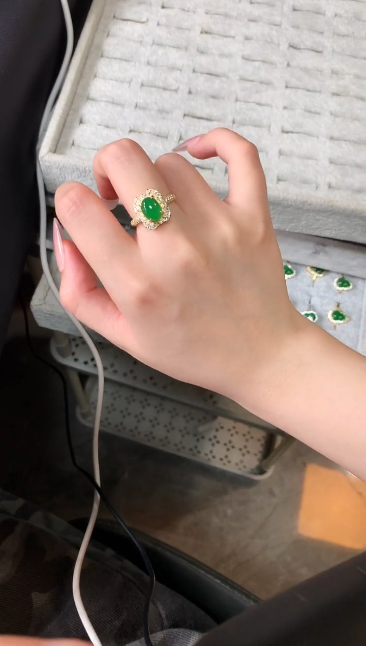 【闪购商品】翡翠戒指银S925镶嵌12414