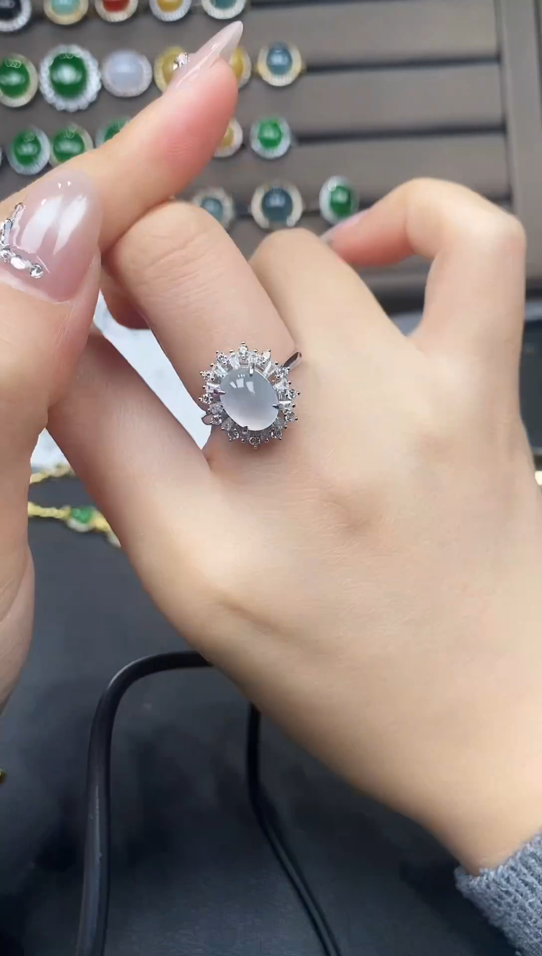 银S925镶嵌戒指翡翠111