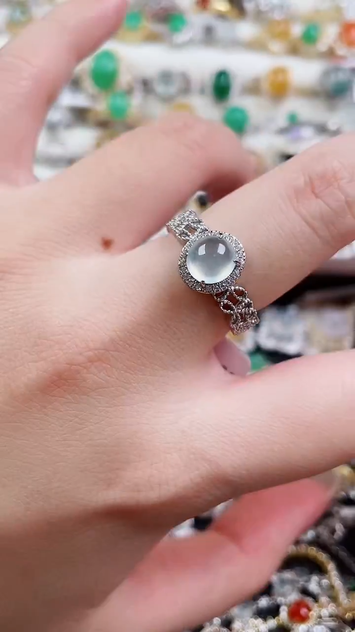 银S925镶嵌戒指翡翠50