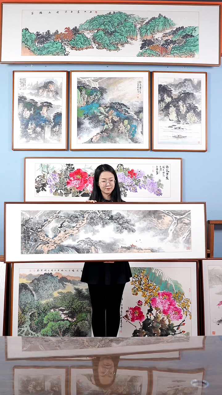 【闪购商品】国画隗寿群《松泉清音》手绘带框162*47