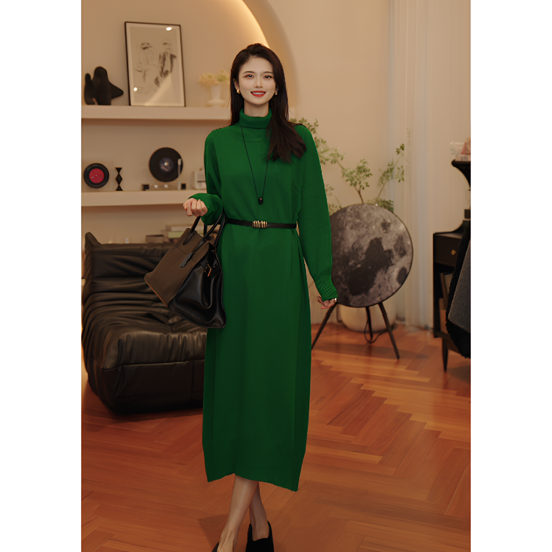 THE MENG【香草】甄选绵羊毛软糯显瘦简约百搭连衣裙#M244G0026 ZZ