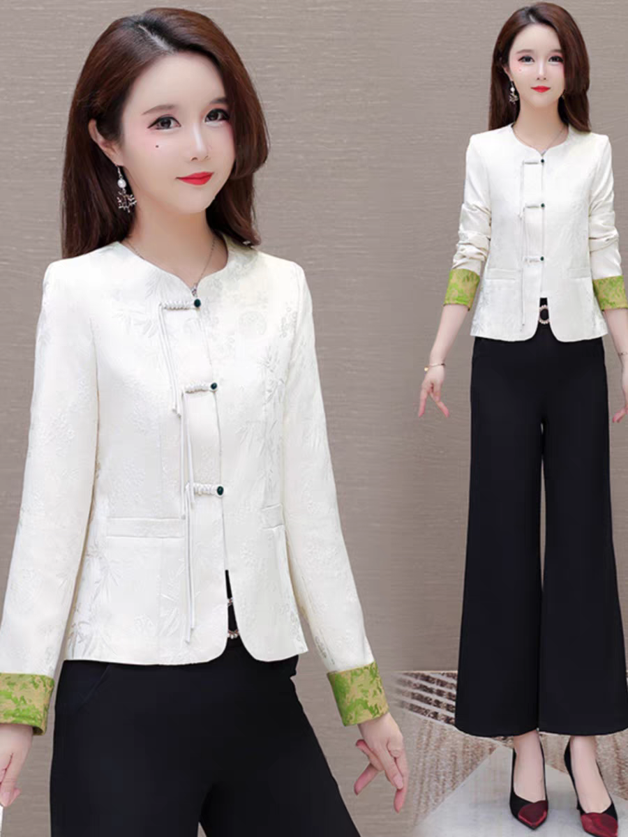 米莱家新中式国风外套女春季2025新款高端刺绣缎面小香风上衣