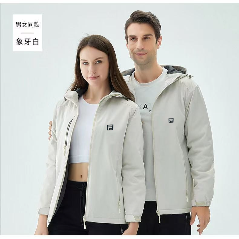 AN-户外连帽冲锋衣男女通用防水防寒加绒加厚休闲外套棉服