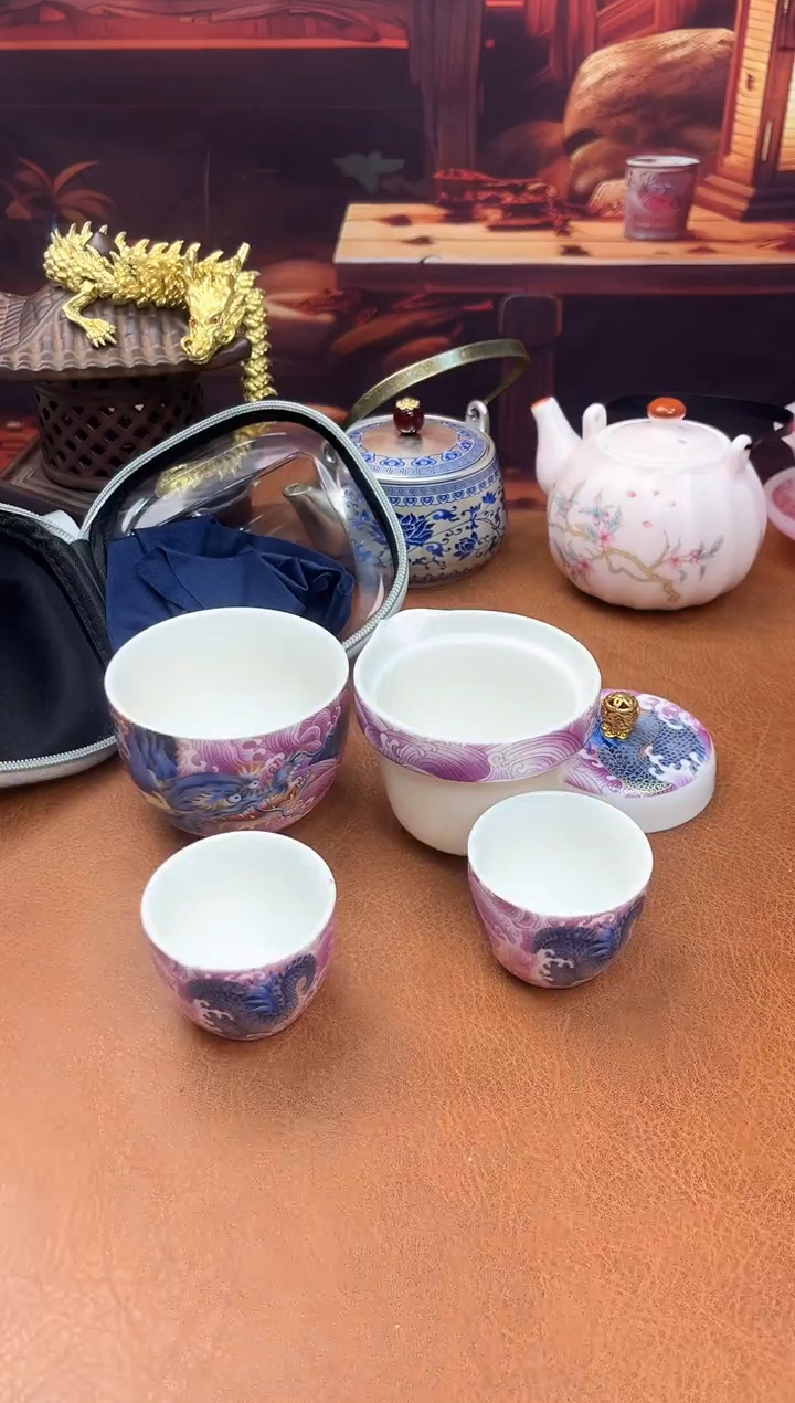 陶瓷茶具摆件旅行套组