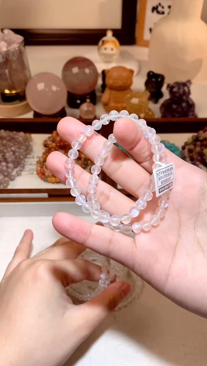 水晶手串未镶嵌蓝月光手串 约6mm 多样性发一
