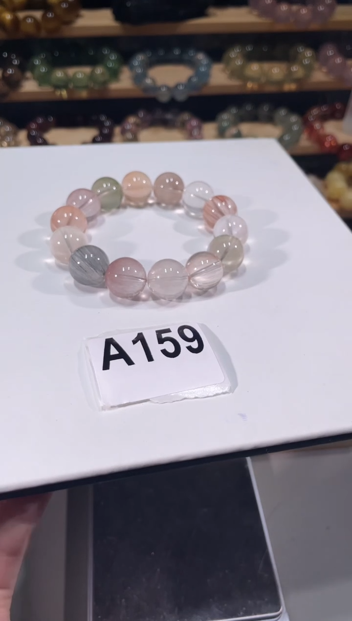 未镶嵌手链水晶A159 彩兔毛 15