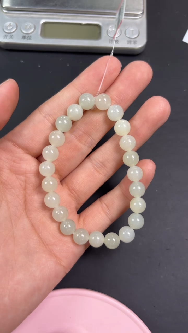 【闪购商品】和田玉手串未镶嵌且末金山微色差卡8 