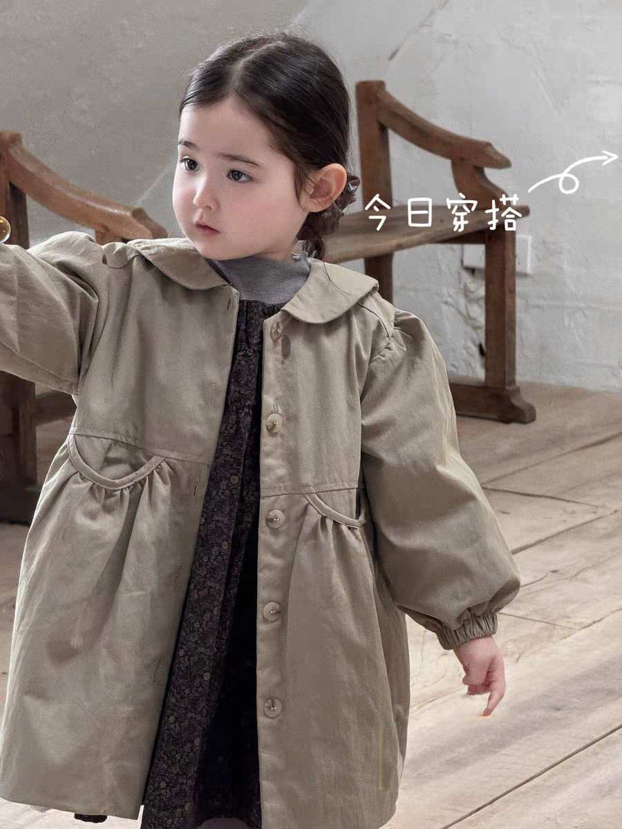 现货！2025秋季新款复古韩系高级百搭深色风衣外套
