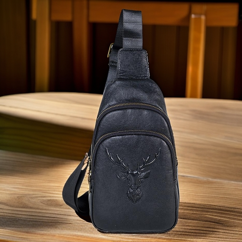 男士胸包真皮2025新款男包休闲时尚软皮商务潮流头层牛皮包单肩包