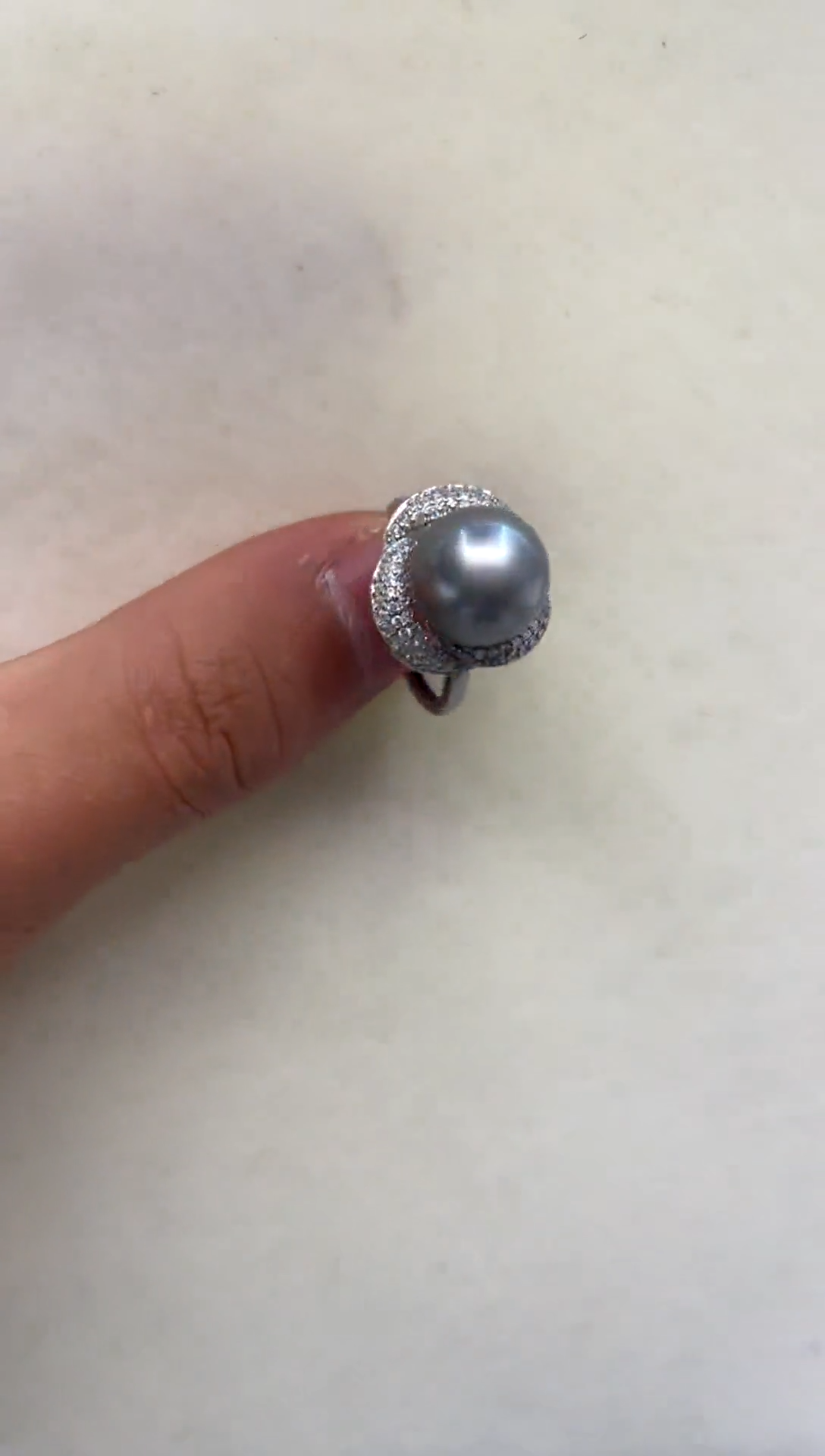 银S925镶嵌戒指海水珍珠 