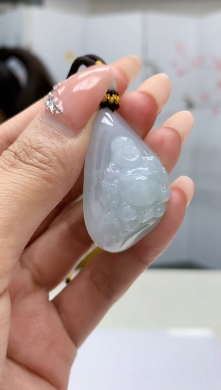 【闪购商品】定制翡翠未镶嵌4902MM-毛货挂件23