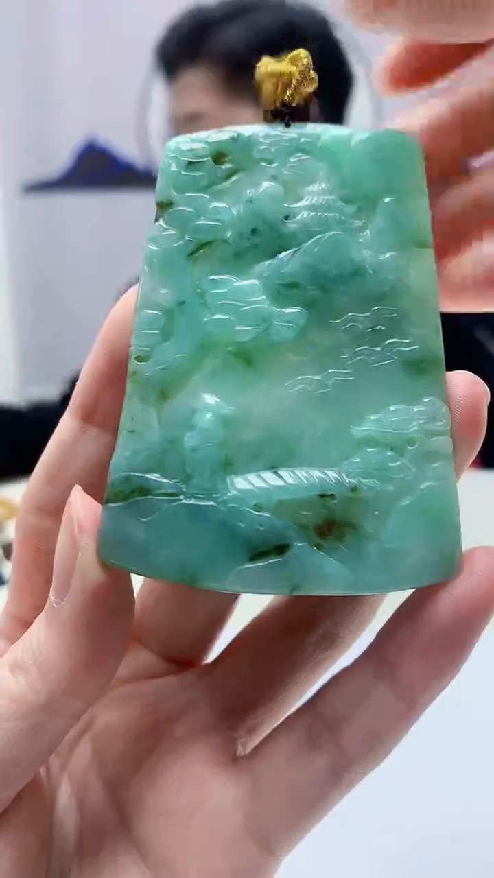 【闪购商品】定制翡翠未镶嵌4917zm-毛货挂件山水110