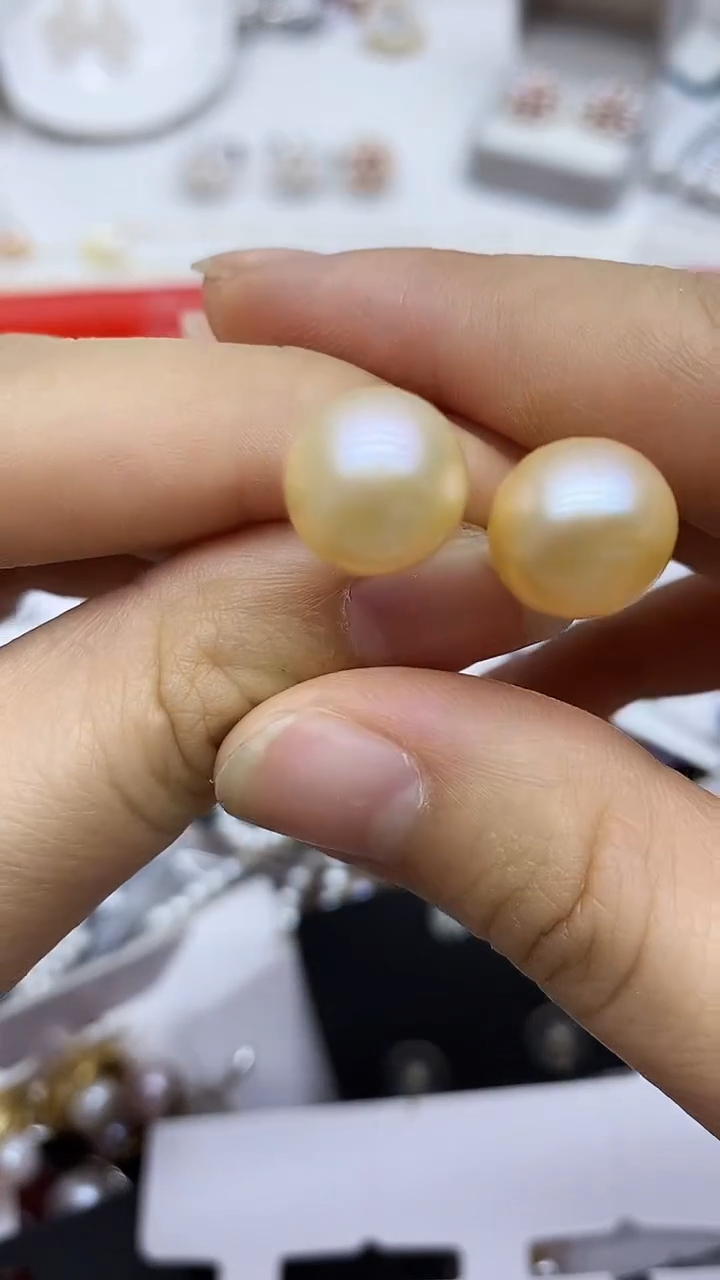 银S925镶嵌耳饰淡水珍珠耳钉多样性发其一