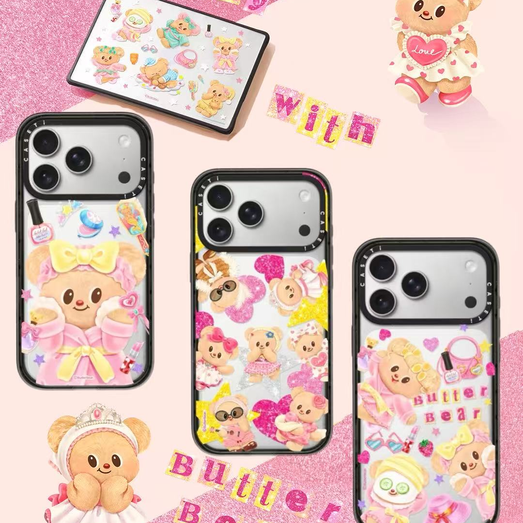 【黄油小熊二弹】透明时尚潮流适用于iPhone18promax手机壳卡通