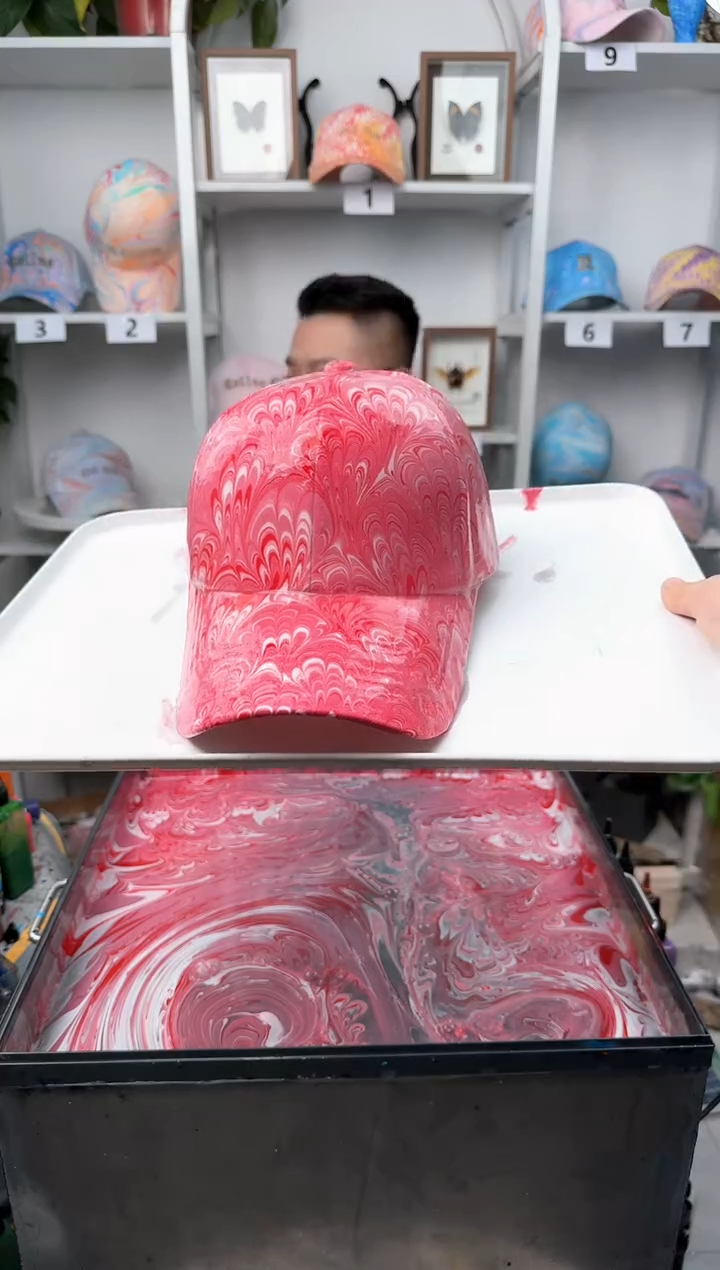 纯棉凤尾纹水拓帽