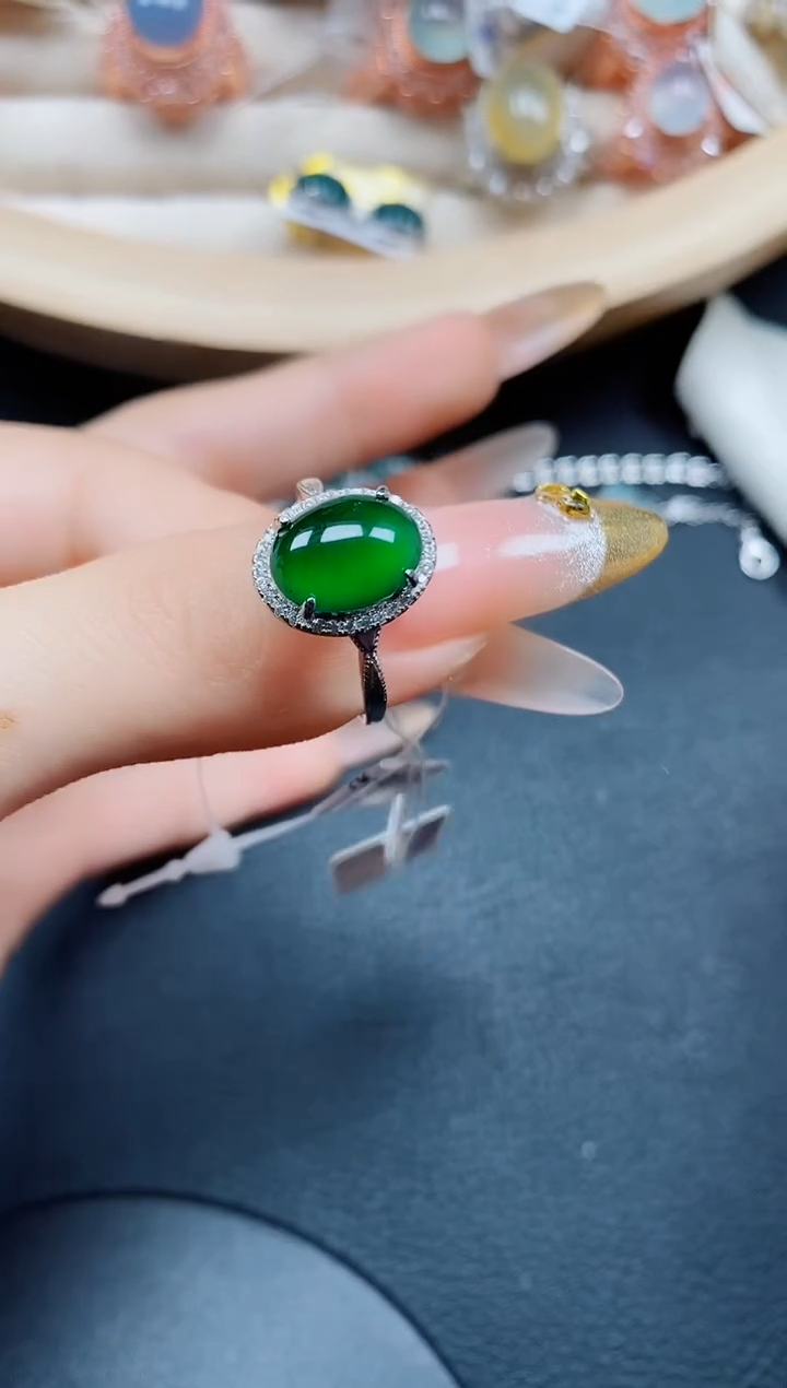 【闪购商品】翡翠戒指银S925镶嵌翡翠