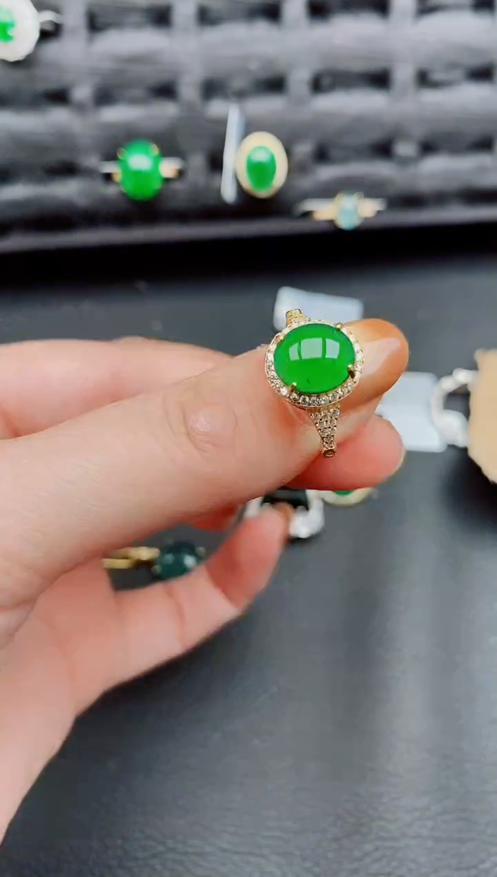 【闪购商品】翡翠戒指银S925镶嵌天然a货翡翠556