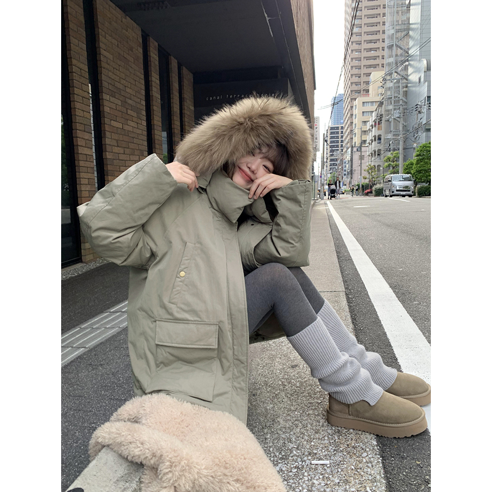 你好卡农 可拆卸毛领女宽松防风保暖90白鸭绒羽绒服KY24Z3906G